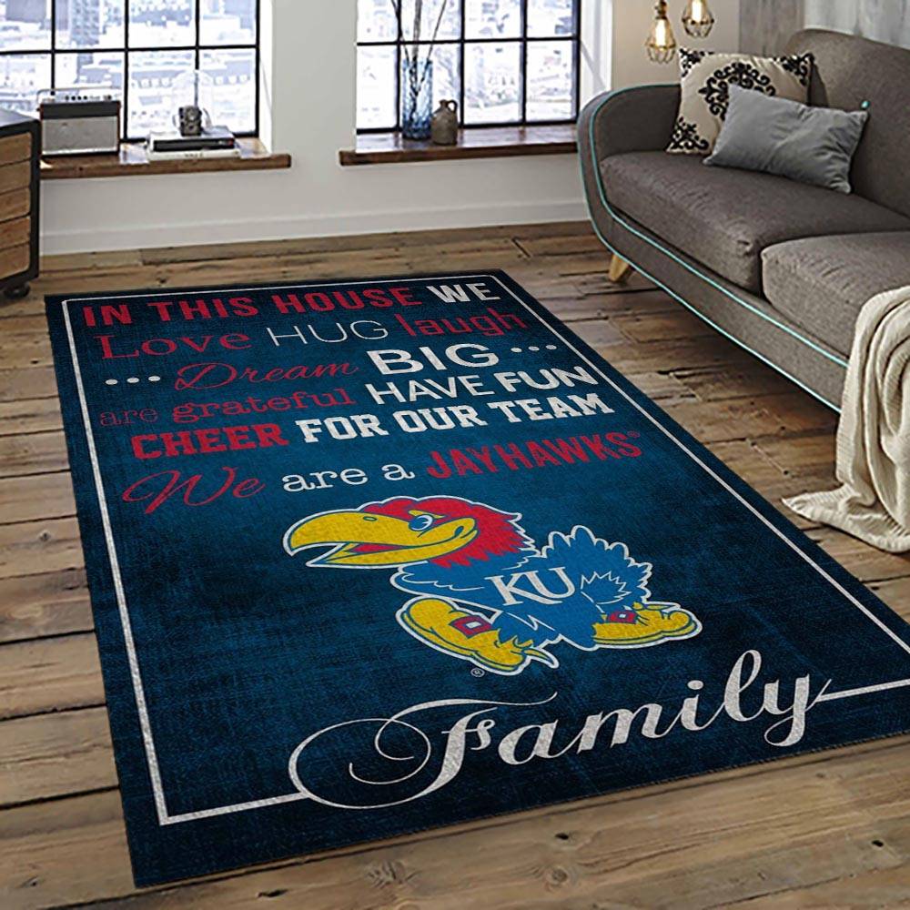 NCAA Kansas Jayhawks Football Team Logo Sport Carpet Area Rug Home Decor Best Gift For Friends KSJK48
