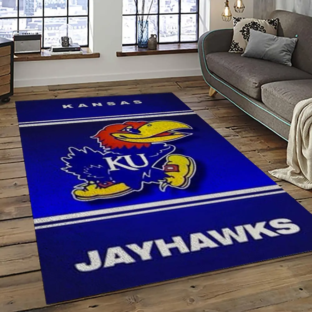 NCAA Kansas Jayhawks Football Team Logo Sport Carpet Area Rug Home Decor Best Gift For Friends KSJK49