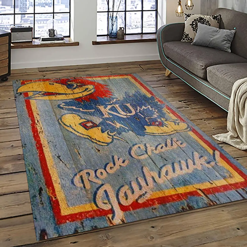 NCAA Kansas Jayhawks Football Team Logo Sport Carpet Area Rug Home Decor Best Gift For Friends KSJK52