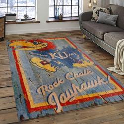 NCAA Kansas Jayhawks Football Team Logo Sport Carpet Area Rug Home Decor Best Gift For Friends KSJK52