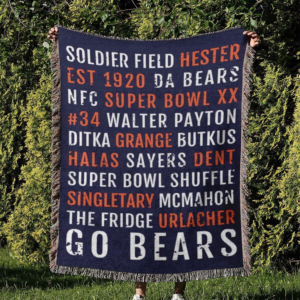 NFL Chicago Bears Football Team Woven Tapestry Blanket Amazing Gift For Fans And Friends Home Decor CBW35