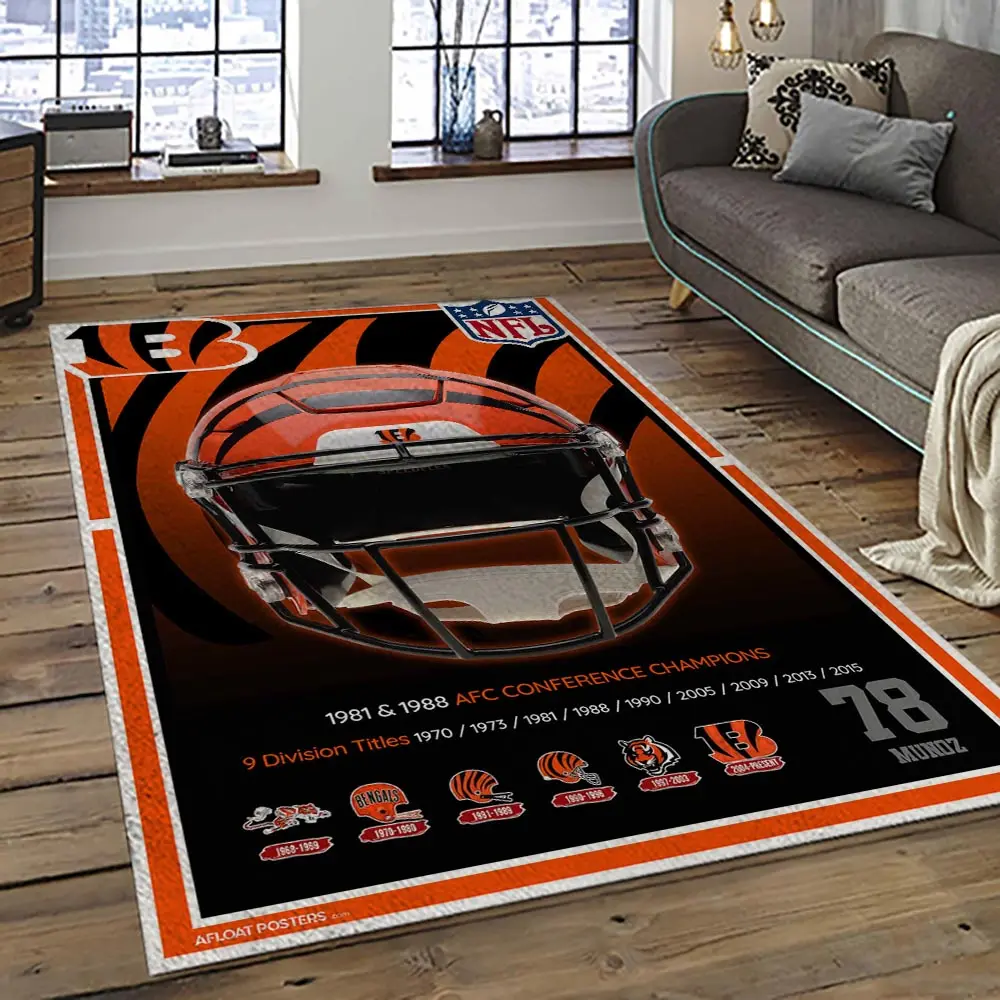 NFL Cincinnati Bengals Football Team Logo Sport Carpet Area Rug Who Dey Nation Gift For Friends CNNS27