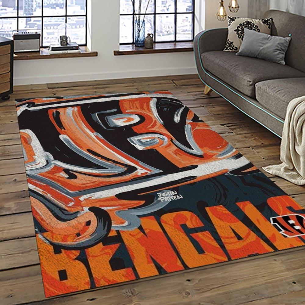 NFL Cincinnati Bengals Football Team Logo Sport Carpet Area Rug Who Dey Nation Gift For Friends CNNS79