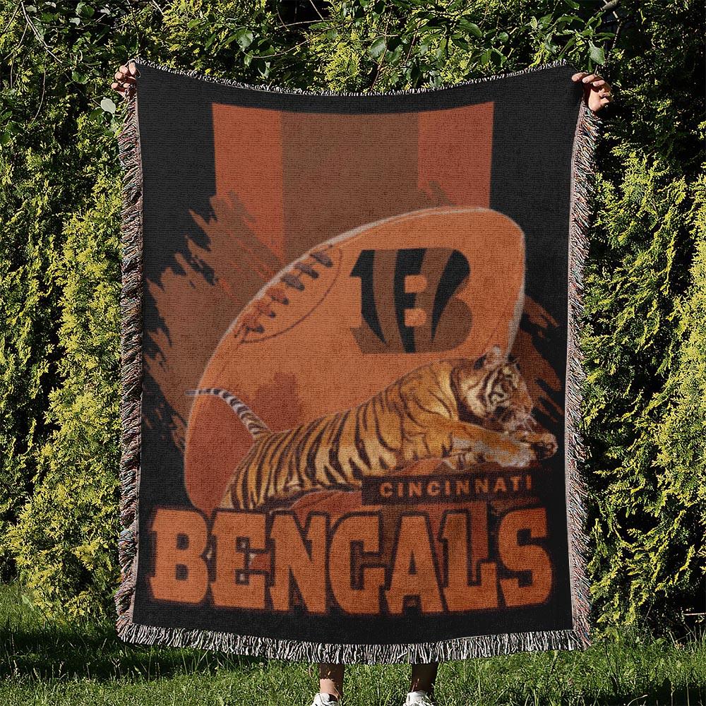 NFL Cincinnati Bengals Football Team Woven Tapestry Blanket Amazing Gift For Fans And Friends Home Decor CBW14