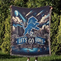 NFL Detroit Lions Football Team Woven Tapestry Blanket Amazing Gift For Fans And Friends Home Decor DLW18