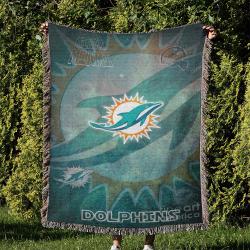 NFL Miami Dolphins Football Team Woven Tapestry Blanket Amazing Gift For Fans And Friends Home Decor MDW1