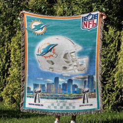 NFL Miami Dolphins Football Team Woven Tapestry Blanket Amazing Gift For Fans And Friends Home Decor MDW11