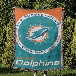 NFL Miami Dolphins Football Team Woven Tapestry Blanket Amazing Gift For Fans And Friends Home Decor MDW13