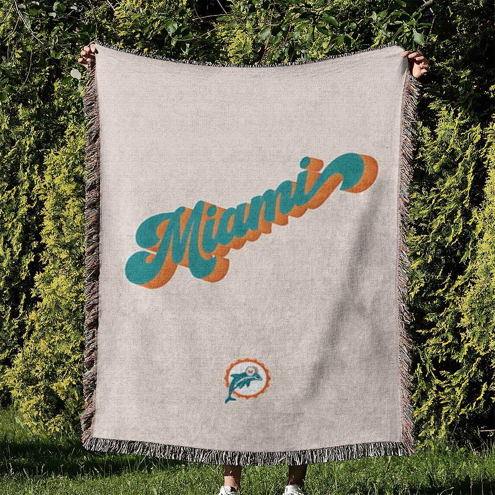 NFL Miami Dolphins Football Team Woven Tapestry Blanket Amazing Gift For Fans And Friends Home Decor MDW16
