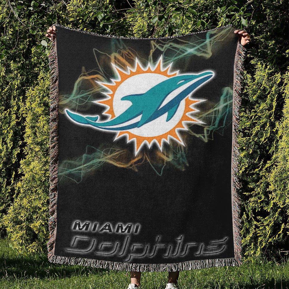 NFL Miami Dolphins Football Team Woven Tapestry Blanket Amazing Gift For Fans And Friends Home Decor MDW17