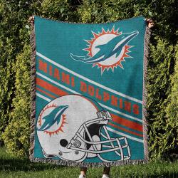 NFL Miami Dolphins Football Team Woven Tapestry Blanket Amazing Gift For Fans And Friends Home Decor MDW20