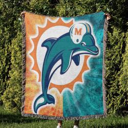 NFL Miami Dolphins Football Team Woven Tapestry Blanket Amazing Gift For Fans And Friends Home Decor MDW21