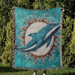 NFL Miami Dolphins Football Team Woven Tapestry Blanket Amazing Gift For Fans And Friends Home Decor MDW22