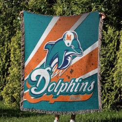 NFL Miami Dolphins Football Team Woven Tapestry Blanket Amazing Gift For Fans And Friends Home Decor MDW24