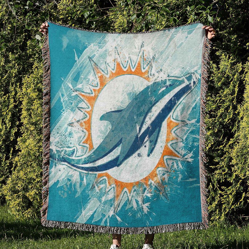 NFL Miami Dolphins Football Team Woven Tapestry Blanket Amazing Gift For Fans And Friends Home Decor MDW25