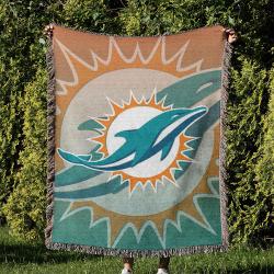 NFL Miami Dolphins Football Team Woven Tapestry Blanket Amazing Gift For Fans And Friends Home Decor MDW27