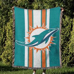 NFL Miami Dolphins Football Team Woven Tapestry Blanket Amazing Gift For Fans And Friends Home Decor MDW28