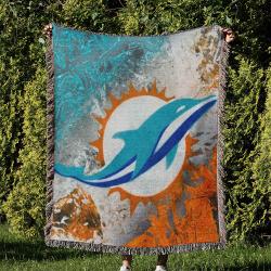 NFL Miami Dolphins Football Team Woven Tapestry Blanket Amazing Gift For Fans And Friends Home Decor MDW29