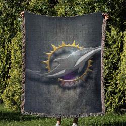 NFL Miami Dolphins Football Team Woven Tapestry Blanket Amazing Gift For Fans And Friends Home Decor MDW3