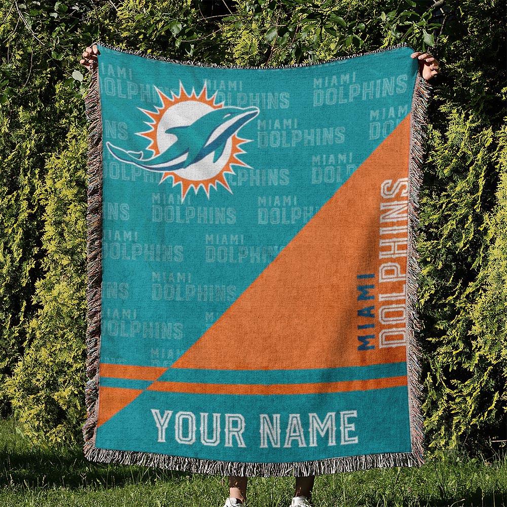 NFL Miami Dolphins Football Team Woven Tapestry Blanket Amazing Gift For Fans And Friends Home Decor MDW32