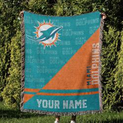 NFL Miami Dolphins Football Team Woven Tapestry Blanket Amazing Gift For Fans And Friends Home Decor MDW32