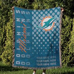 NFL Miami Dolphins Football Team Woven Tapestry Blanket Amazing Gift For Fans And Friends Home Decor MDW34