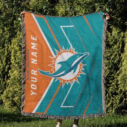 NFL Miami Dolphins Football Team Woven Tapestry Blanket Amazing Gift For Fans And Friends Home Decor MDW35