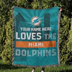 NFL Miami Dolphins Football Team Woven Tapestry Blanket Amazing Gift For Fans And Friends Home Decor MDW36
