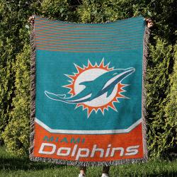 NFL Miami Dolphins Football Team Woven Tapestry Blanket Amazing Gift For Fans And Friends Home Decor MDW37
