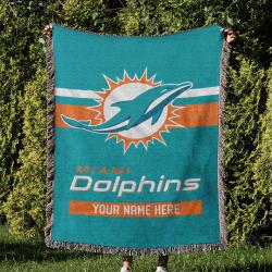 NFL Miami Dolphins Football Team Woven Tapestry Blanket Amazing Gift For Fans And Friends Home Decor MDW38