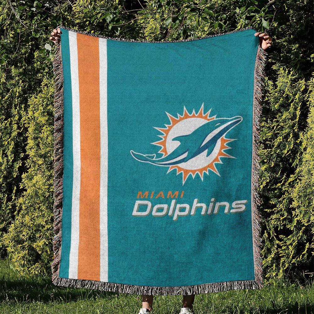 NFL Miami Dolphins Football Team Woven Tapestry Blanket Amazing Gift For Fans And Friends Home Decor MDW40