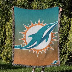NFL Miami Dolphins Football Team Woven Tapestry Blanket Amazing Gift For Fans And Friends Home Decor MDW41