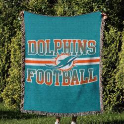 NFL Miami Dolphins Football Team Woven Tapestry Blanket Amazing Gift For Fans And Friends Home Decor MDW43