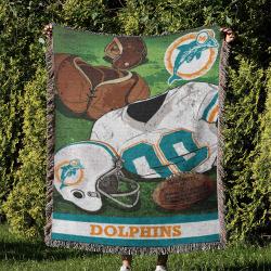 NFL Miami Dolphins Football Team Woven Tapestry Blanket Amazing Gift For Fans And Friends Home Decor MDW44