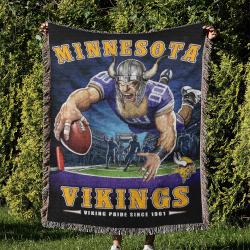 NFL Minnesota Vikings Football Team Woven Tapestry Blanket Amazing Gift For Fans And Friends Home Decor MVW26