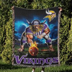 NFL Minnesota Vikings Football Team Woven Tapestry Blanket Amazing Gift For Fans And Friends Home Decor MVW27