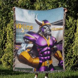NFL Minnesota Vikings Football Team Woven Tapestry Blanket Amazing Gift For Fans And Friends Home Decor MVW3
