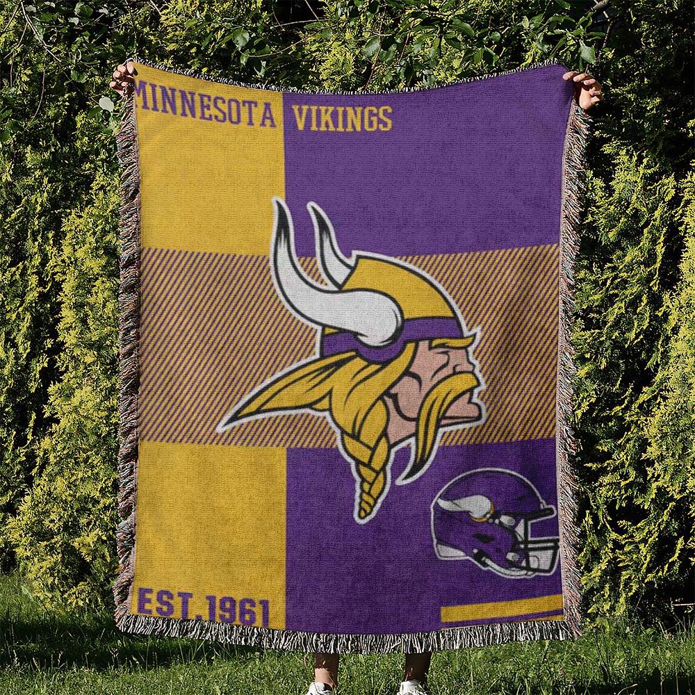 NFL Minnesota Vikings Football Team Woven Tapestry Blanket Amazing Gift For Fans And Friends Home Decor MVW50