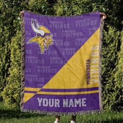 NFL Minnesota Vikings Football Team Woven Tapestry Blanket Amazing Gift For Fans And Friends Home Decor MVW51