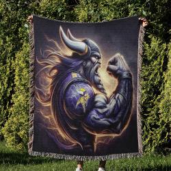 NFL Minnesota Vikings Football Team Woven Tapestry Blanket Amazing Gift For Fans And Friends Home Decor MVW6