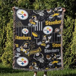 NFL Pittsburgh Steelers Football Team Woven Tapestry Blanket Amazing Gift For Fans And Friends Home Decor PSW18