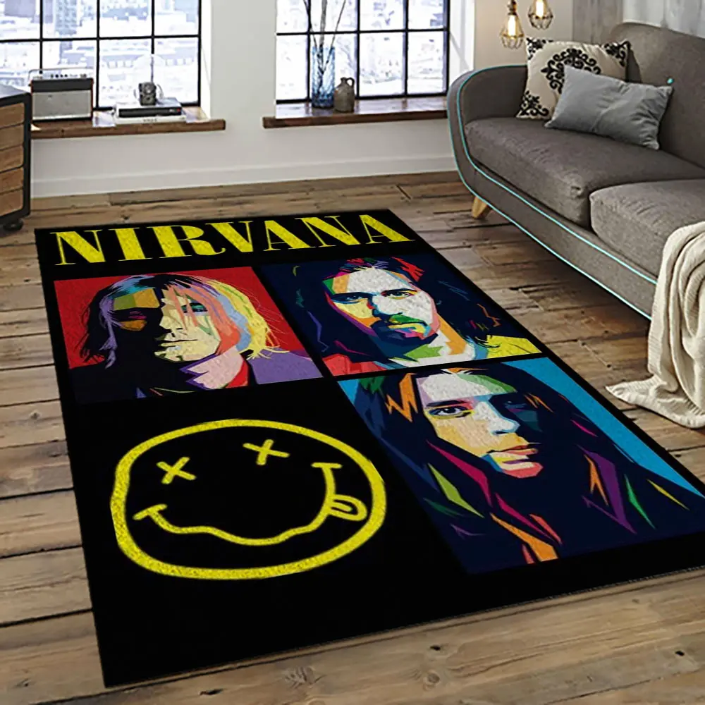 Nirvana Rock Band Punk Rock Music Retangle Carpet Area Rug Home Decor Best Gift For Fan And Friends NV24