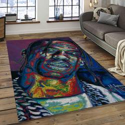 Travis Scott Rapper Hiphop Music Retangle Carpet Area Rug Home Decor Best Gift For Fan And Friends TST46
