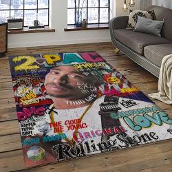 Tupac Shakur Rapper Hiphop Music Rap Carpet Area Rug Home Decor Gift For Fans Gift For Friends TS15