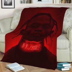 Travis Scott Fleece Throw Blanket Meaningful Gift For Halloween Christmas