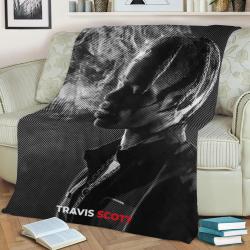 Travis Scott Fleece Throw Blanket Meaningful Gift For Halloween Christmas