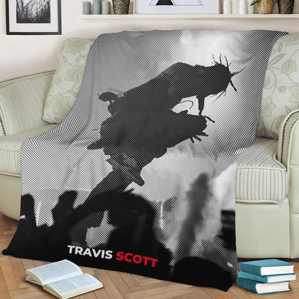 Travis Scott Fleece Throw Blanket Meaningful Gift For Halloween Christmas