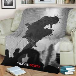 Travis Scott Fleece Throw Blanket Meaningful Gift For Halloween Christmas