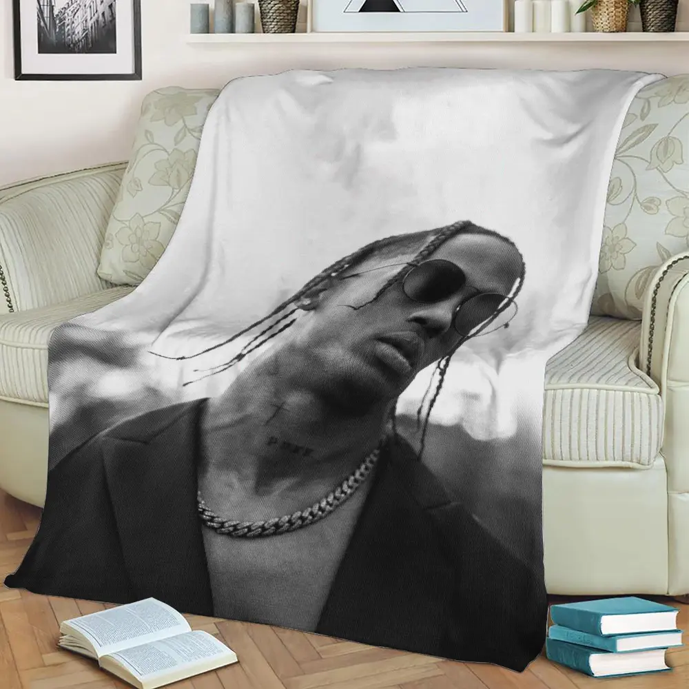 Travis Scott Fleece Throw Blanket Meaningful Gift For Halloween Christmas