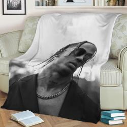 Travis Scott Fleece Throw Blanket Meaningful Gift For Halloween Christmas